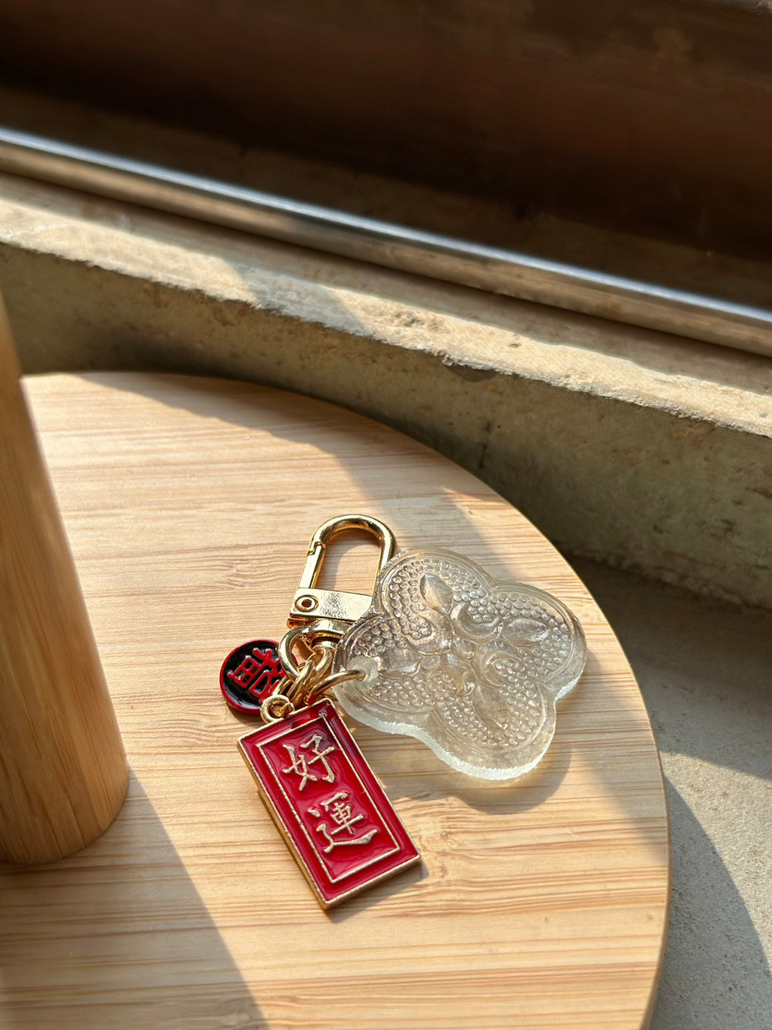 壹弍文創 海棠花キーチャーム｜ 花柄 菱形 キーホルダー ギフト お祝い お土産 台湾雑貨 台湾窓ガラス模様