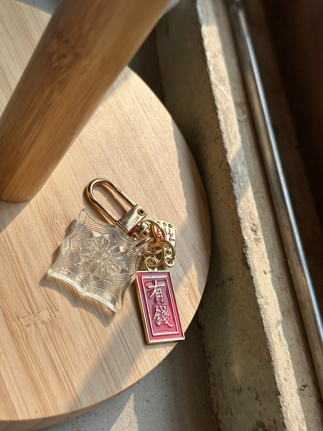 壹弍文創 海棠花キーチャーム｜ 花柄 菱形 キーホルダー ギフト お祝い お土産 台湾雑貨 台湾窓ガラス模様