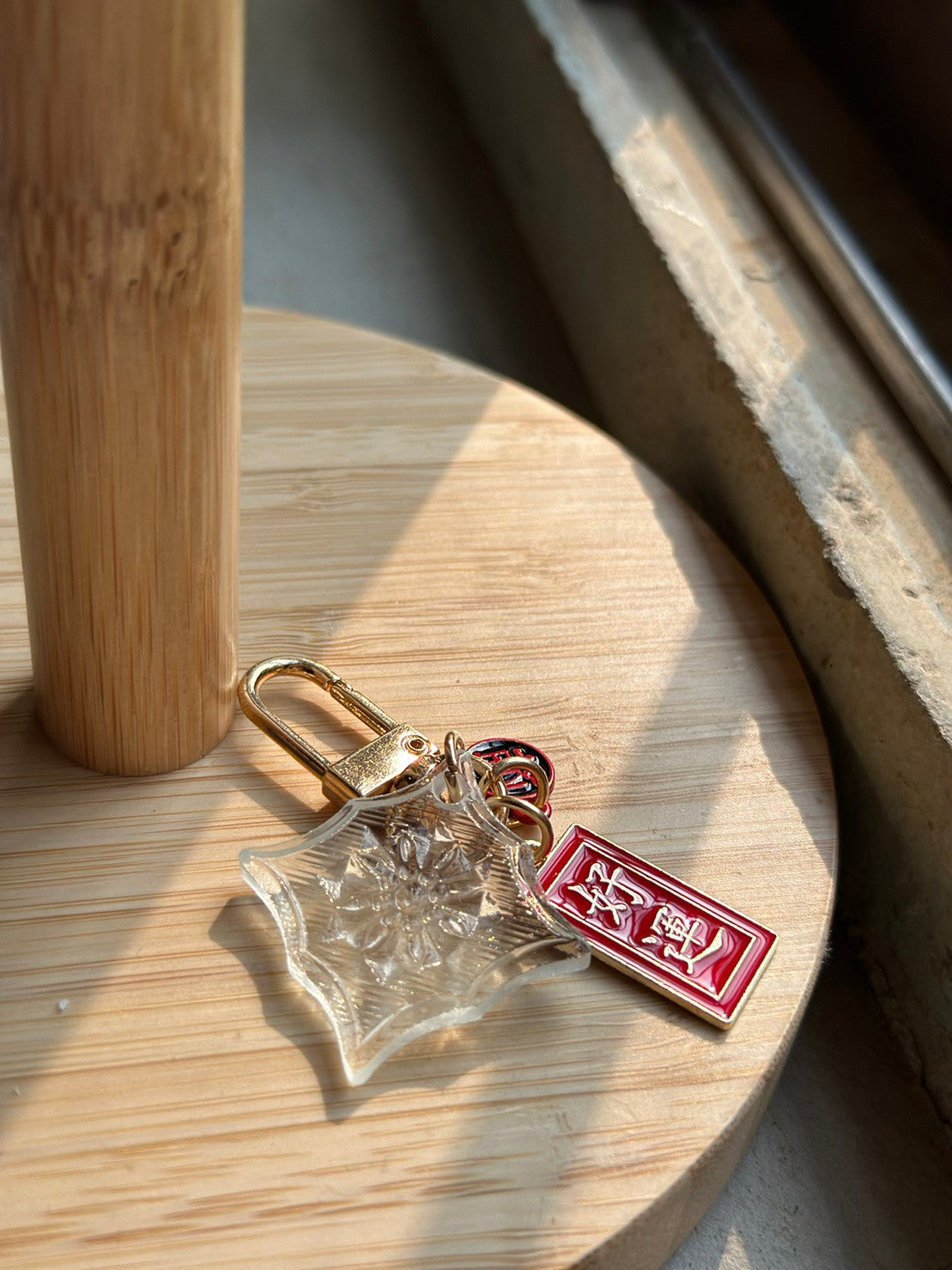 壹弍文創 海棠花キーチャーム｜ 花柄 菱形 キーホルダー ギフト お祝い お土産 台湾雑貨 台湾窓ガラス模様