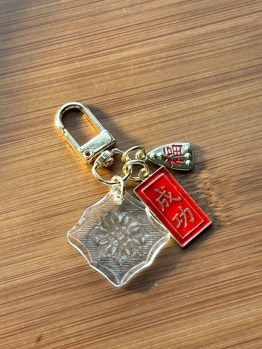 壹弍文創 海棠花キーチャーム｜ 花柄 菱形 キーホルダー ギフト お祝い お土産 台湾雑貨 台湾窓ガラス模様