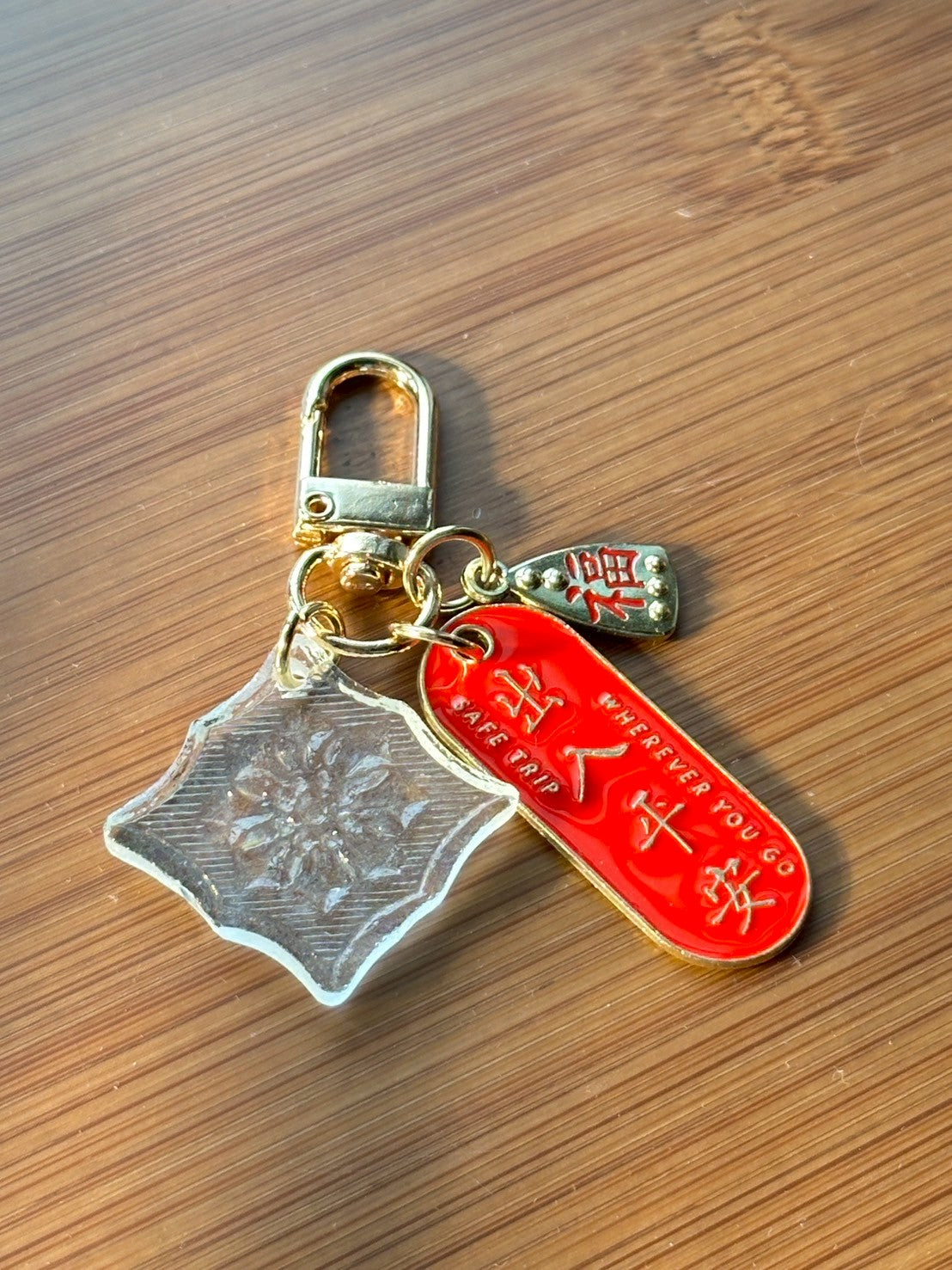 壹弍文創 海棠花キーチャーム｜ 花柄 菱形 キーホルダー ギフト お祝い お土産 台湾雑貨 台湾窓ガラス模様