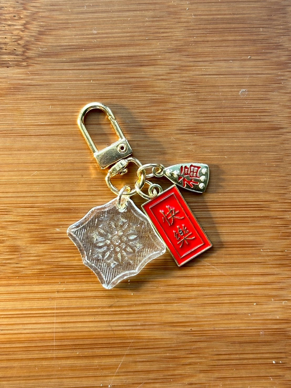 壹弍文創 海棠花キーチャーム｜ 花柄 菱形 キーホルダー ギフト お祝い お土産 台湾雑貨 台湾窓ガラス模様